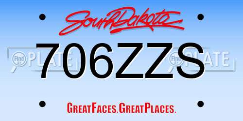 706ZZS South Dakota License Plate