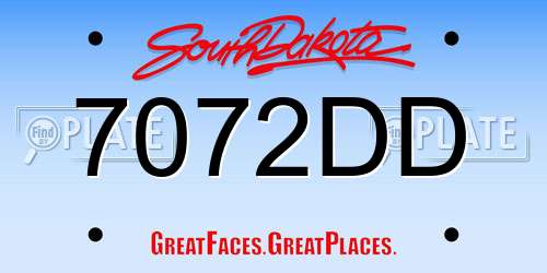 7072DD South Dakota License Plate