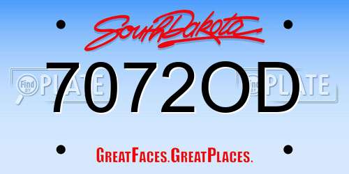 7072OD South Dakota License Plate