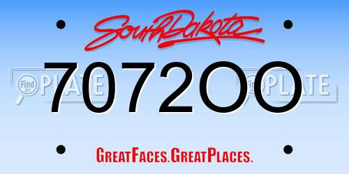 7072OO South Dakota License Plate