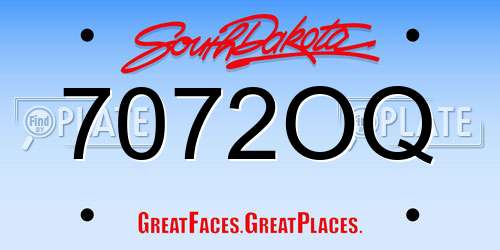 7072OQ South Dakota License Plate