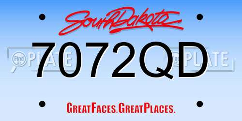 7072QD South Dakota License Plate