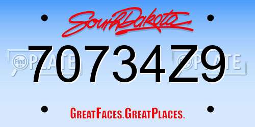 70734Z9 South Dakota License Plate