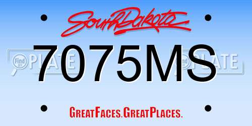 7075MS South Dakota License Plate