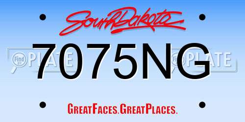 7075NG South Dakota License Plate