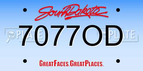 7077OD South Dakota License Plate