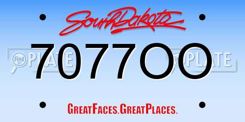 7077OO South Dakota License Plate