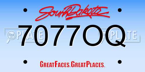 7077OQ South Dakota License Plate