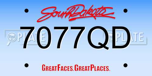 7077QD South Dakota License Plate