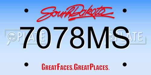 7078MS South Dakota License Plate