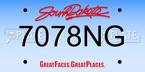 7078NG South Dakota License Plate