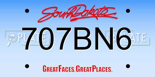 707BN6 South Dakota License Plate
