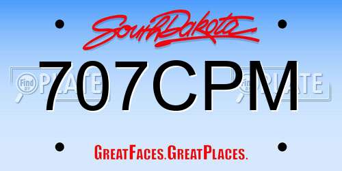 707CPM South Dakota License Plate