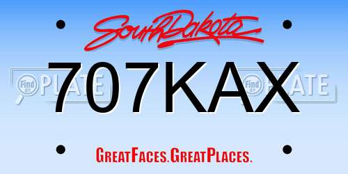 707KAX South Dakota License Plate