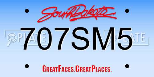 707SM5 South Dakota License Plate