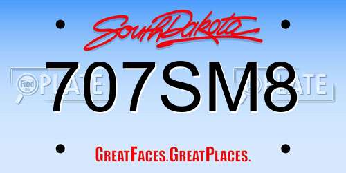 707SM8 South Dakota License Plate