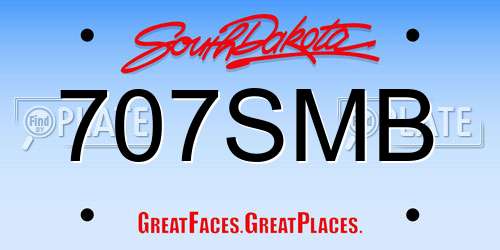 707SMB South Dakota License Plate