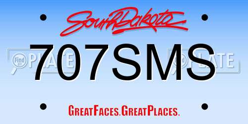 707SMS South Dakota License Plate