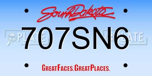707SN6 South Dakota License Plate