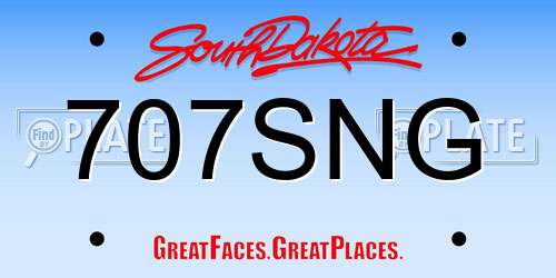 707SNG South Dakota License Plate