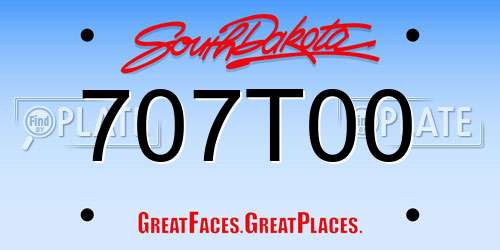 707T00 South Dakota License Plate