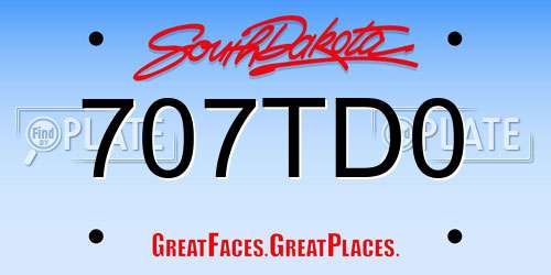 707TD0 South Dakota License Plate