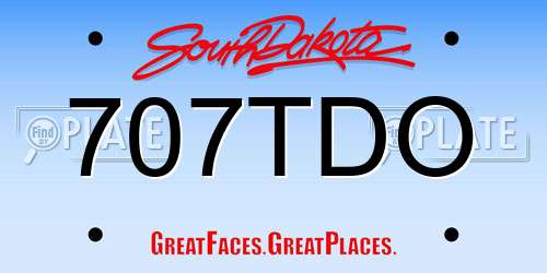 707TDO South Dakota License Plate