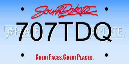707TDQ South Dakota License Plate