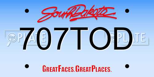 707TOD South Dakota License Plate