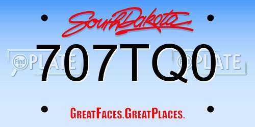 707TQ0 South Dakota License Plate