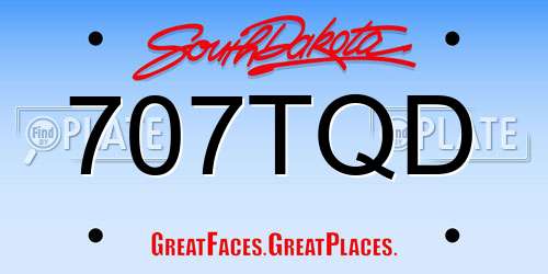 707TQD South Dakota License Plate