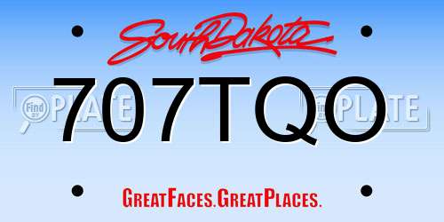 707TQO South Dakota License Plate