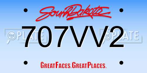 707VV2 South Dakota License Plate