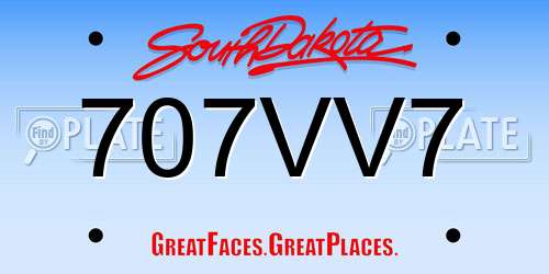 707VV7 South Dakota License Plate