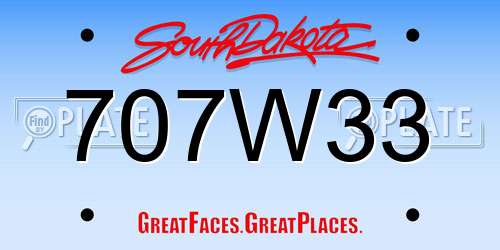 707W33 South Dakota License Plate