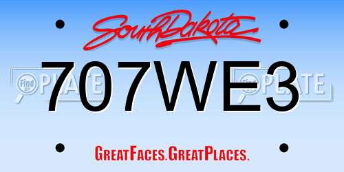 707WE3 South Dakota License Plate