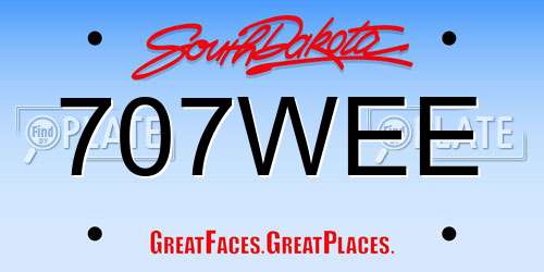 707WEE South Dakota License Plate