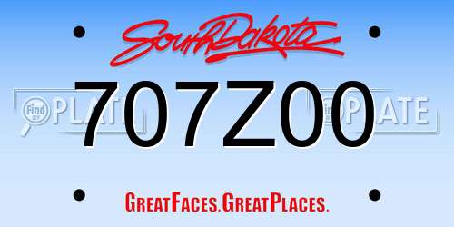 707Z00 South Dakota License Plate