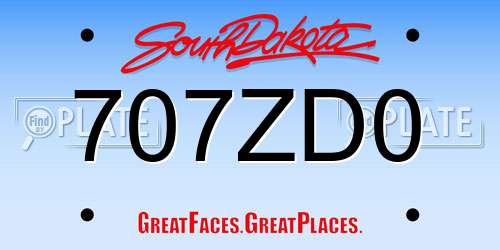 707ZD0 South Dakota License Plate