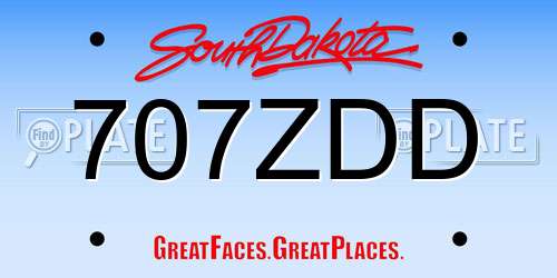 707ZDD South Dakota License Plate