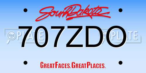 707ZDO South Dakota License Plate