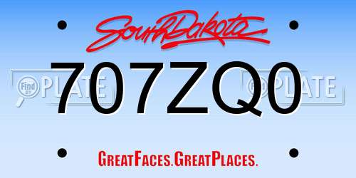 707ZQ0 South Dakota License Plate
