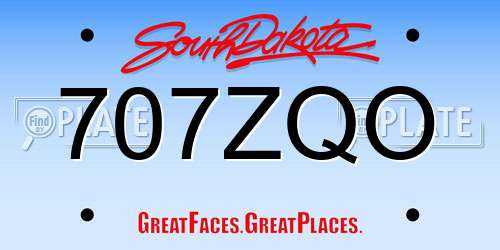 707ZQO South Dakota License Plate