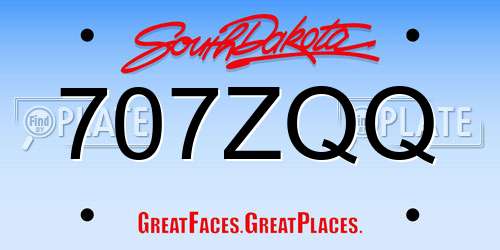 707ZQQ South Dakota License Plate