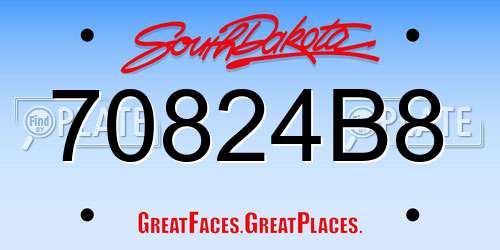 70824B8 South Dakota License Plate