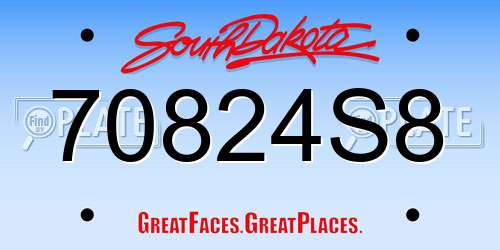 70824S8 South Dakota License Plate
