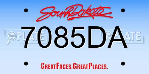 7085DA South Dakota License Plate