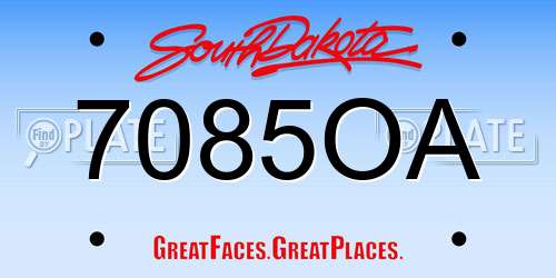 7085OA South Dakota License Plate