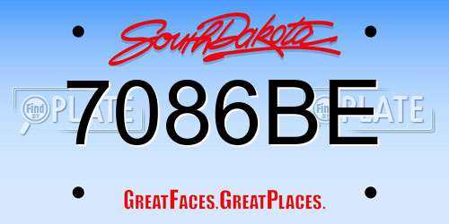 7086BE South Dakota License Plate