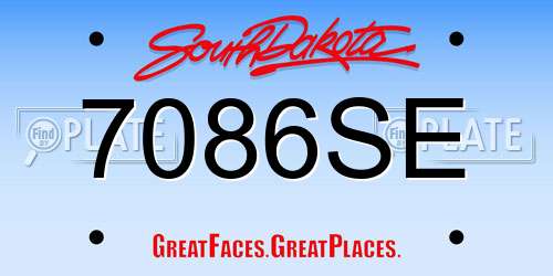 7086SE South Dakota License Plate
